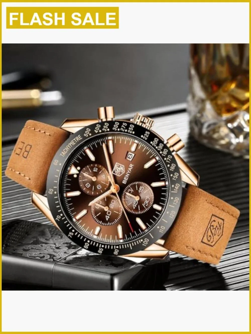 Men's Quartz Chronograph Watch Waterproof Luminous Stainless Steel Silicone